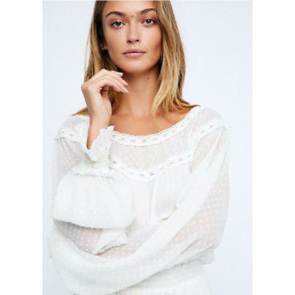 ‼️SOLD‼️ White Free People Dress Maxi long sleeves